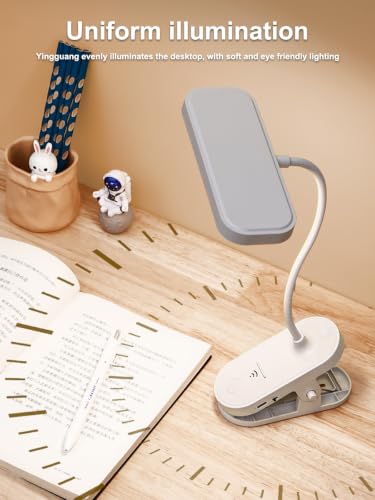 Desk Lamp Clip on Light, Adjustable Desk Light with Flexible Gooseneck and 3 Color Modes, Dimmable Reading Lamp for Study, Office, and Craft Work, USB Powered Task Lights with Secure Clamp, White