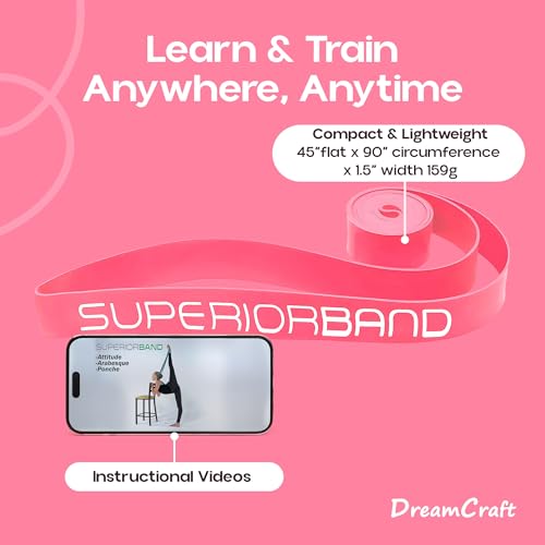 Ballet Stretch Bands for Exercise - Dancer Stretching Bands & Gymnastics Stretch Bands, Ballet Bands for Stretching & Long Resistance Bands, Foot Stretcher Ballet and Exercise Bands for Women - Pink