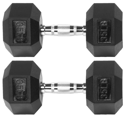 Fitvids Rubber Coated Dumbbell Weights, Free Weights for Home Gym Strength Training, Anti-Roll Hex Dumbbells