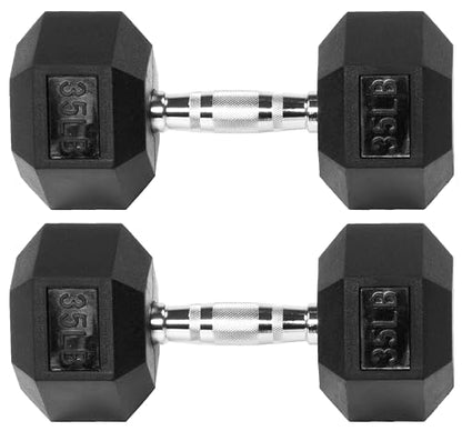 Fitvids Rubber Coated Dumbbell Weights, Free Weights for Home Gym Strength Training, Anti-Roll Hex Dumbbells
