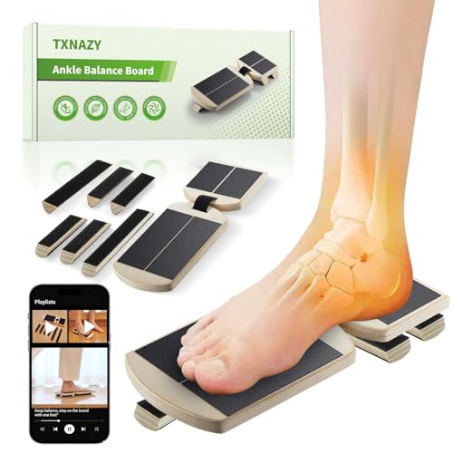 Ankle Balance Board Foot Strengthener with Adjustable Shape Balance Rods for Enhancing Ankle Strength, Posture Correction, and Stability Training - color: Natural Wood