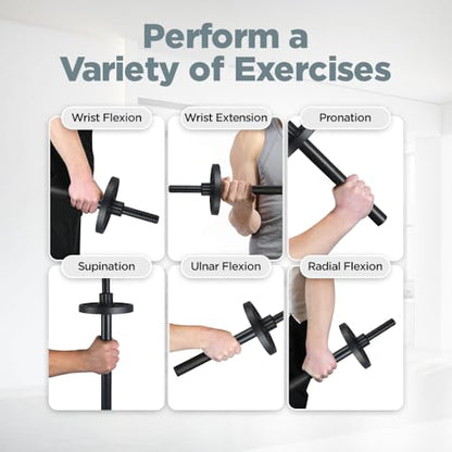 LoGest Wrist Strengthener, Forearm Exerciser - Option of Standard Plate 1 Inch or Olympic Plate 2 Inch With a Collar Hand Developer Arm Grip Workout Strength Trainer for Starter and Pro - Workout Equipment Home Gym Forearm Strengthener