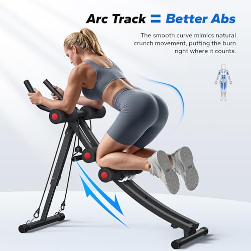 MERACH Ab Machine, Adjustable Dual Track Ab Trainer, Ab Workout Equipment - color: BALCK&RED