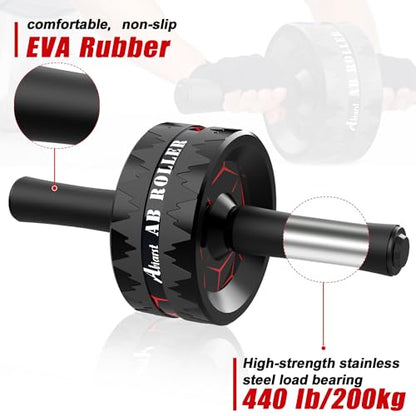 Ab Roller Wheel, Abs Workout Equipment for Abdominal & Core Strength Training, Home Gym Exercise Wheels for Men Women, with Knee Pad Accessories