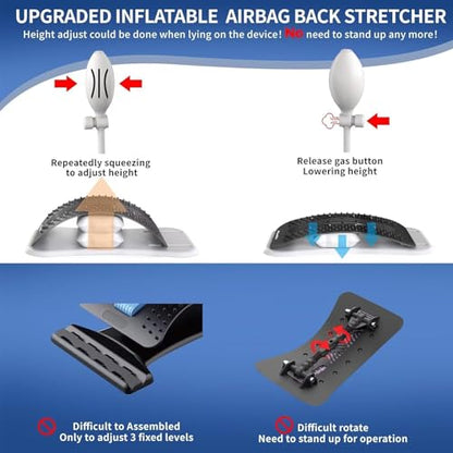 Adjustable Back Stretcher for Lower Back Pain Relief, Lumbar Support & Spinal Decompression Device for Lower Back Pain Relief, Posture Corrector, Scoliosis, Spinal Decompression Support Device (White)