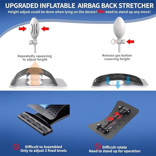 Adjustable Back Stretcher for Lower Back Pain Relief, Lumbar Support & Spinal Decompression Device for Lower Back Pain Relief, Posture Corrector, Scoliosis, Spinal Decompression Support Device (White)