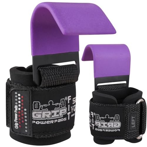 Weight Lifting Rod Hooks Heavy Duty Wrist Wraps Power Weight Lifting Training Gym Grips Straps Set of 2 - color: Purple 1, size: WOMEN-Wrist Size Small/Medium
