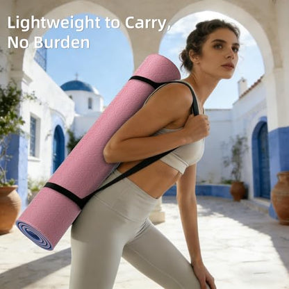 ILILI large Yoga Mat, Thick Soft Exercise Mat for Home Gym, Anti-Tear Cushioned Mat for Men Women, 76"x32.7"x0.35" for Stretching, Pilates&Fitness Workouts