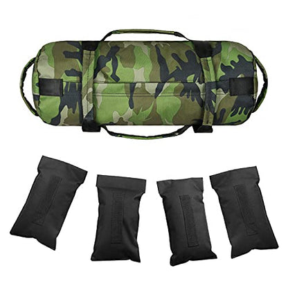 Hzeal Workout Sandbag Fitness Weight Bag Heavy Duty Training Weight Bag Weightlifting Sandbag, 40lbs Adjustable Weight Energy Bag Sand Filled Weights Bag with 4 Inner Bags and Handles (Green)