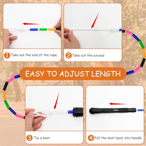 Beaded Jump Rope 1 Pack/2 Pack, ACEONE Segmented Skipping Rope for Kids Adults, Adjustable Tangle-Free Toddler Jumping Rope for Fitness Exercise Training - color: Rainbow Pink