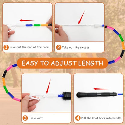 Beaded Jump Rope 1 Pack/2 Pack, ACEONE Segmented Skipping Rope for Kids Adults, Adjustable Tangle-Free Toddler Jumping Rope for Fitness Exercise Training - color: Rainbow Pink