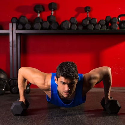 HolaHatha Hexagonal Rubber Dumbbell Weights Set, Home Gym Equipment - style: 20lb Pair