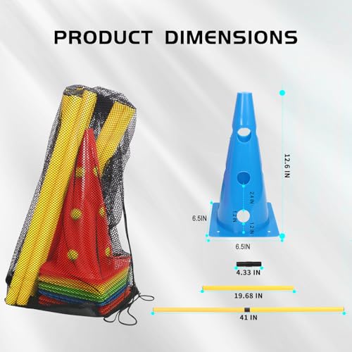 Dog Jump Agility Training Set Puppy Agility Training Hurdle 10 Cones & 5 Poles Combo for Backyard Adjustable Obstacle Training Course Equipment Outdoor Indoor