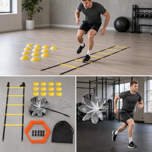 Agility Ladder Training Kit, Speed Ladder & Soccer Cones, for Basketball Training - style: Speed Agility Training Set III