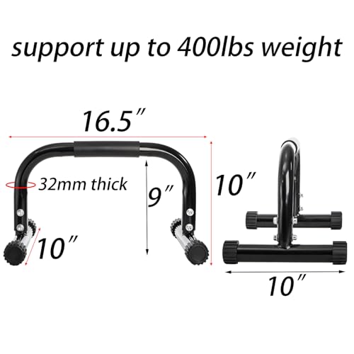 2 Pack Parallettes Bars, 10" High Steel Push Up Handles Bars Strength Training Anti-Slip Calisthenics Equipment for Handstand, Full Planche, L-sit & Dip, Home Fitness & Gym Floor Workouts