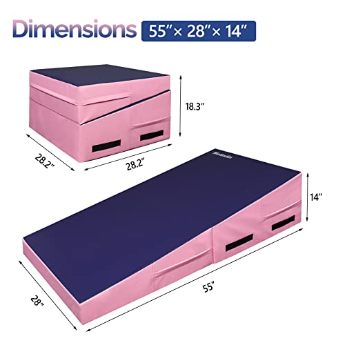 Folding Gymnastics Cheese Wedge Incline Mat, Gym Fitness Tumbling Skill Shape Mat for Kids Girls Home Training Exercise