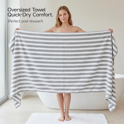 REDKISS Ultra Soft Bath Towel Sets 6-Piece 35"x70" | 100% Microfiber, Highly Absorbent & Quick Dry | Grey Towels for Bathroom, Spa, Gym | 2 Bath, 2 Hand, 2 Washcloths - color: Light Gray