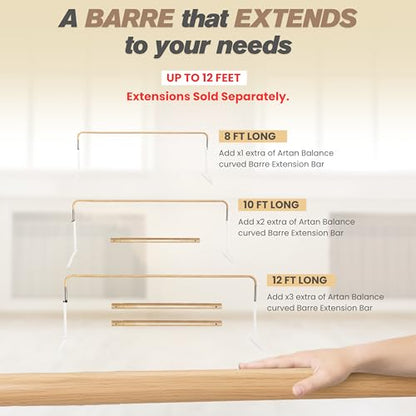 Portable Ballet Barre for Home or Studio – Adjustable Freestanding Curved Dance Bar for Kids & Adults, Ideal for Stretch, Pilates, Dance & Active Workouts White