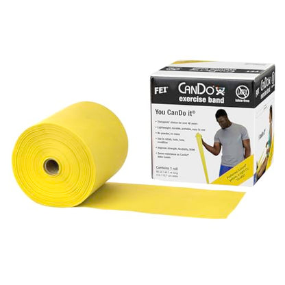 Cando 10-5621 Yellow Latex-Free Exercise Band, X-Light Resistance, 50 yd Length