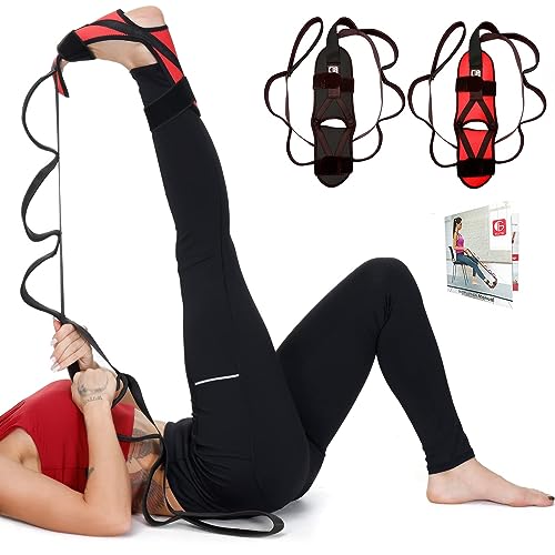 Foot and Calf Fascia Stretcher for Plantar Fasciitis, Physiotherapy Stretching Strap, Yoga Stretch Strap Improves Strength and Relief to Heel Spurs, Calf, Thigh and Hip (Red) - color: Red