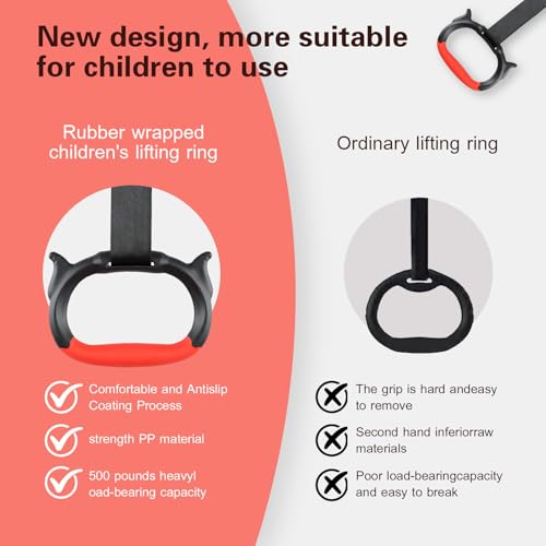 Gymnastics Rings, Children's Home Gym Equipment, Children's Adjustable Strap Strength Training Rings (Red)