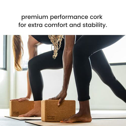 Cork Yoga Blocks 2 Pack – High Density Non Slip with Select Cork Grain for Chip-Resistant Durability | Extra Thick 4” for Support & Stability | Natural, Smooth, and Crumble Free | Body By Yoga