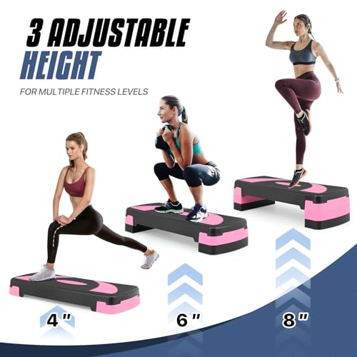 MADOG Aerobics Stepper Platform with 4/6/8 inch Height Stackable Risers