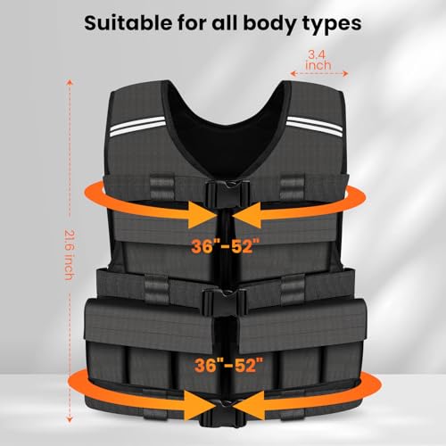 Adjustable Weighted Vest for Men Woman With Shoulder Pads 18lbs | 30lbs | 40lbs, Weight Vest For Walking, Rucking, Cross Training, Running, Muscle Building - Breathable, Comfortable, Washable - size: 20LB-30LB (No Pocket)