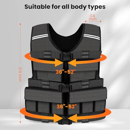 Adjustable Weighted Vest for Men Woman With Shoulder Pads 18lbs | 30lbs | 40lbs, Weight Vest For Walking, Rucking, Cross Training, Running, Muscle Building - Breathable, Comfortable, Washable - size: 20LB-30LB (No Pocket)