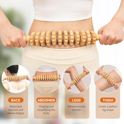 3-in-1 Wood Therapy Massage Tools Lymphatic Drainage Massager Maderoterapia Kit Wooden Gua Sha Massager Body Sculpting Tools for Muscle Pain Relief, Anti-Cellulite, Body Contouring and Shaping - style: Massage Set