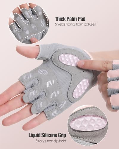 Workout Gloves for Men & Women – Fingerless Gym Gloves for Weight Lifting, Crossfit, Fitness, Exercise & Training with Silicone Grip Dots for Secure Hold & Palm Padding Protection
