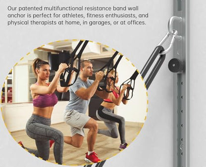 Galvanized Wall-Mounted Anchor Fitness System - Adjustable, Multi-Functional, Space Saving Home Gym Solution for Strength Training,Adjustable Workout Wall Anchor System Blue