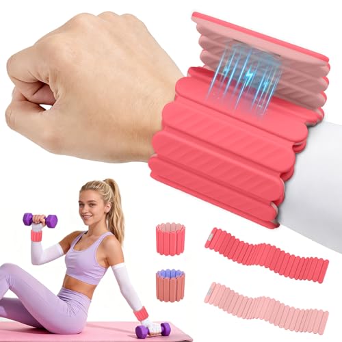 Abahub Adjustable Wrist & Ankle Weights 2Pack, Wearable Silicone Weighted Bracelet for Women, Arm Leg Weights for Home Gym Workout, Jogging, Yoga & Pilates - color: Magnetic Double Pink, size: 2.2LB Pair (1.1LB Each)