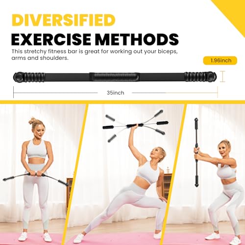 Ann Katy Upgraded Elastic Fitness Bar,Physical Therapy Equipment for Exercise Vibration Training,Fat Buring Workout for Yoga Pilates Sports,Abdominal Muscles Strength Exercises in Home Gym
