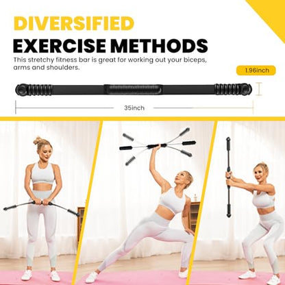 Ann Katy Upgraded Elastic Fitness Bar,Physical Therapy Equipment for Exercise Vibration Training,Fat Buring Workout for Yoga Pilates Sports,Abdominal Muscles Strength Exercises in Home Gym