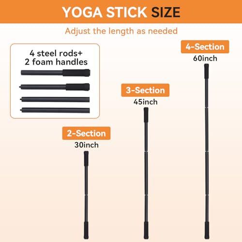 Adjustable Yoga Stick, Promote Flexibility Steel Stretching Stick Versatile Exercise Stick with Foam Handles for Fitness Balance