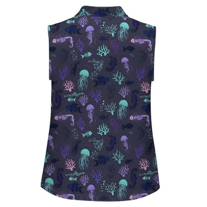 Women's Sleeveless Polo Shirts Polo Tank Tops Quick Dry Button Up Uniform Polo