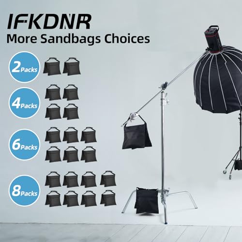 2 Packs Sandbags, Heavy Duty Sand Bags with 4 PE Bags, Sand Bags with Buckle Straps for Support Light Stand, C Stand, Light Stand with Caster, More 2/4/6/8 Packs Sandbag to Choose. - size: 2 PCS