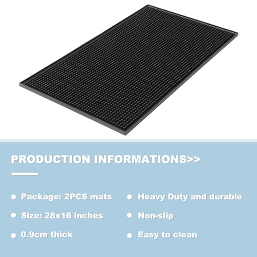 Extra Large (28 inch by 16 inch) Thick Rubber Service Bar Mat for Home Kitchen Counter Mat, Bartender Bar Mat, Dish Drying Mat, 2 Packs Black - size: 28 x 16 inches (2 Packs, Black)