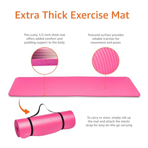 Amazon Basics Extra Thick Exercise Yoga Mat with Carrying Strap