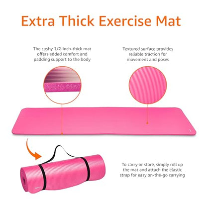 Amazon Basics Extra Thick Exercise Yoga Mat with Carrying Strap