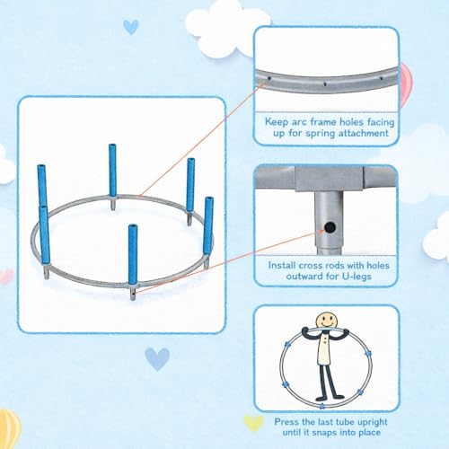 55" Trampoline for Kids with Enclosure, 4-in-1 Toddler Trampoline Indoor Outdoor, 440lbs Capacity Upgrade Trampolines with Adjustable Gymnastics Bar & Toys, for Boys & Girls, Easy to Assemble