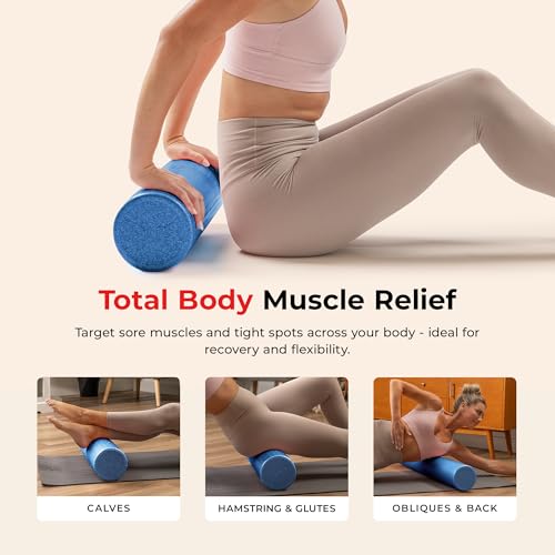 Sunny Health & Fitness 18" Blue High-Density Yoga Foam Roller - color: Blue, size: 18-Inch