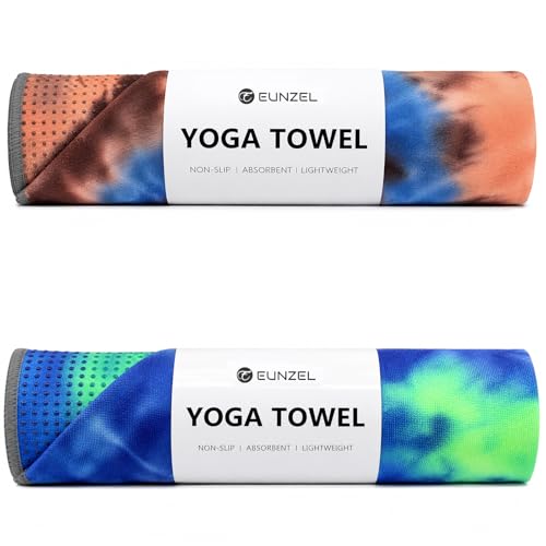 Eunzel 2 Pack Yoga Towel,Hot Yoga Mat Towel with Grip Dots Sweat Absorbent Non-Slip for Hot Yoga, Pilates and Workout 24" x72, Ocean & Canyon - color: Z-ocean & Canyon, size: 72" x 24"