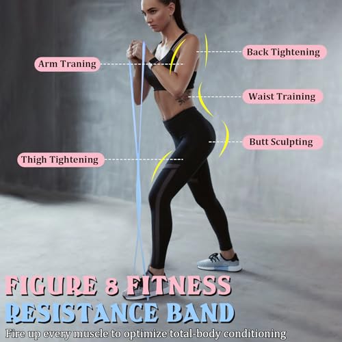 3PCS Figure 8 Resistance Bands for Women Men, Figure 8 Fitness Resistance Band, Resistance Bands with Handles, Exercise Equipment for Yoga, Pilates, Physical Therapy (15 lbs, 25 lbs, 35 lbs)