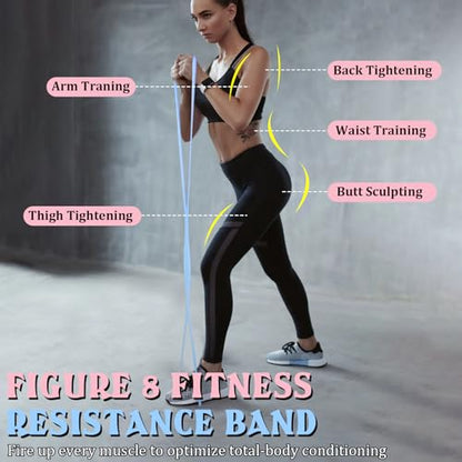 3PCS Figure 8 Resistance Bands for Women Men, Figure 8 Fitness Resistance Band, Resistance Bands with Handles, Exercise Equipment for Yoga, Pilates, Physical Therapy (15 lbs, 25 lbs, 35 lbs)