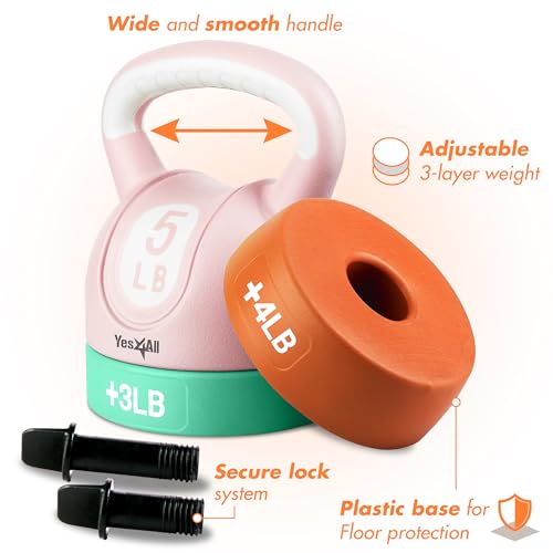 Yes4All Kettlebell Sets - Adjustable Kettlebell Set for Strength Training - Kettlebells Adjustable Weight for Versatile Workouts - color: B. Pastel, style: A. Single