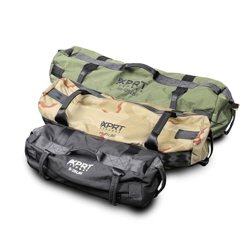 Workout Sandbag for Heavy Duty Workout Cross Training 7 Multi-positional Handles - Color Army Green/Black/Camo - color: 3 Color Set B, size: Small+Medium+Large