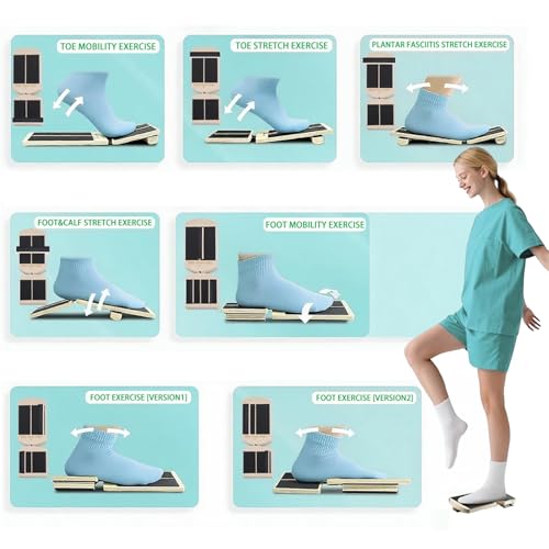 Ankle Foot Balance Board, Quebec Beech Wood Ankle Rehabilitation Strength Training Tool for Sprain Recovery, Muscle Injury Relief, Side Balance Kick Board, Suitable for Seniors, Athletes & Adults