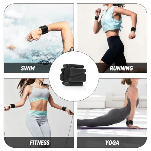 Ankle Weights 2 lb Set for Women & Men - Adjustable Wrist/Leg Weights with Soft Neoprene & Metal D-Ring, Sweat-Proof for Walking Running Pilates HIIT At Home Workout - color: Black